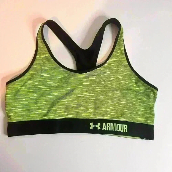 Under Armour Green & Purple Heat Gear Mid Impact Support Sports Bra Medium Lot - Picture 2 of 7